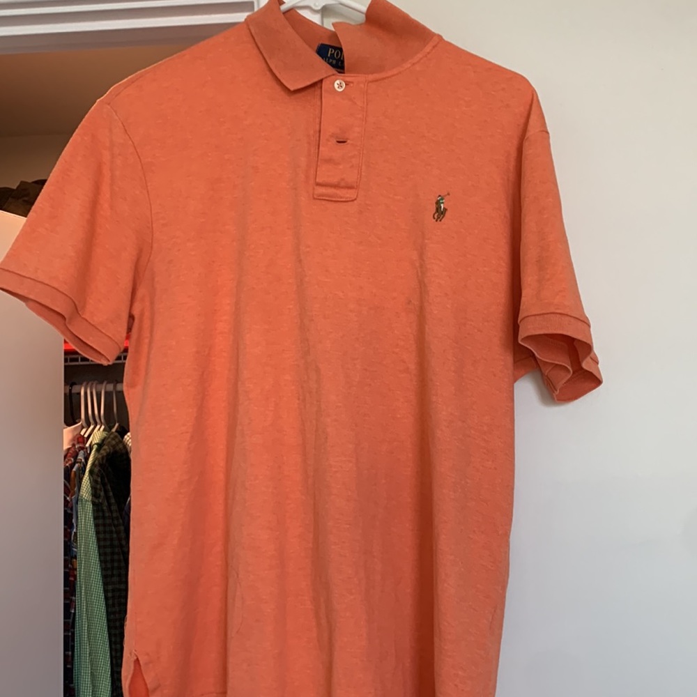 Mens Polo Ralph Lauren Pima Soft Touch Cotten Collar Shirt. Orange cream.